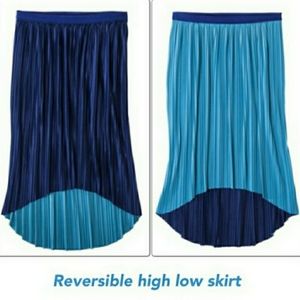 REVERSIBLE PLEATED HIGH LOW PLUS SIZE MIDI SKIRT
